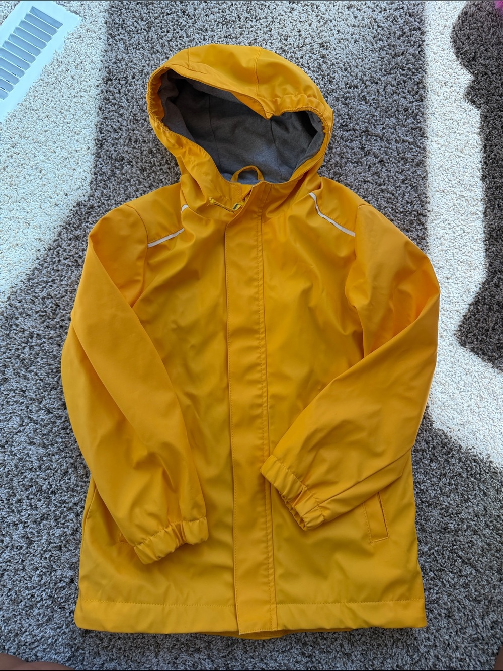 Cat & Jack Yellow Hooded Raincoat Jacket - size small